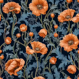 an image of flowers and plants on a blue background