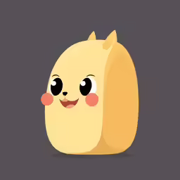 a small cartoon character with one eye closed and two ears
