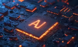 a closeup view of a computer chip with the letter a on it