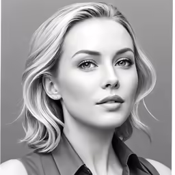a woman with blonde hair and black shirt on