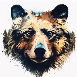 an abstract painting of a bear