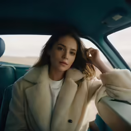 a girl in the back of a car