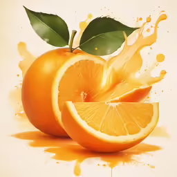 an orange sliced in half and juice dripping out