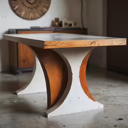 a table with wooden trim on top of it