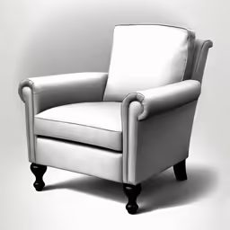 a white chair that is sitting on a table