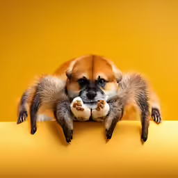 there is a dog with one paw on the edge of the floor