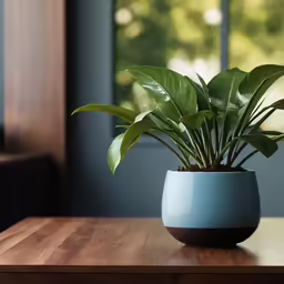 large potted plant with green leaves in the center