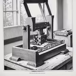 a machine built out of wood for assembly