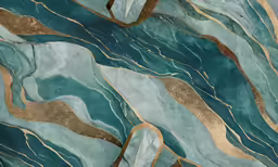 an abstract marble pattern with blue and gold tones