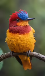a colorful bird with lots of feathers sits on a branch