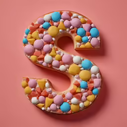 a colorful decorated letter that is set up to look like it has sprinkles