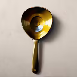 the large spoon has a shiny gold coating