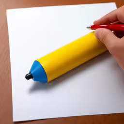 a person writing on paper with a marker and pencil