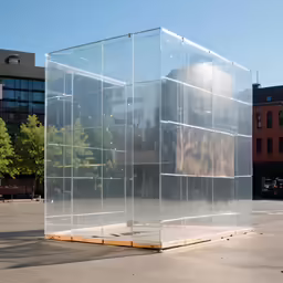 the sculpture was cut open and placed in the parking lot