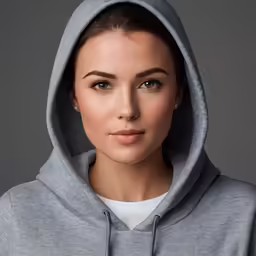 the girl in the gray sweatshirt is wearing earings