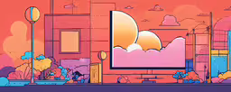 the image of people in an orange city,a painting that looks like an abstract art piece