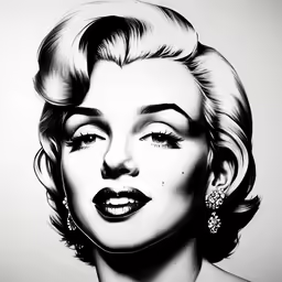 a black and white drawing of a woman with a high - bund hairdo