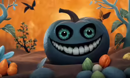 a pumpkin is shown with eyes and mouth paint