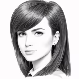 the beautiful lady has long dark hair and is wearing a collared shirt