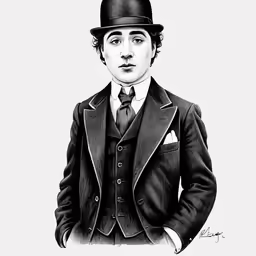 a black and white portrait of a man in a suit and bowler