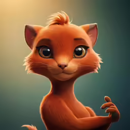 the animated cat is in an animated pose
