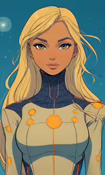 a cartoon girl with blonde hair and blue eyes