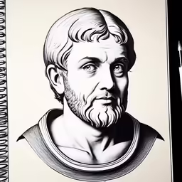 a drawing of a man with long hair and beard