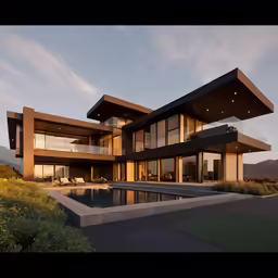 an image of a modern home at twilight