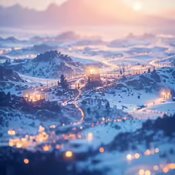 a mountain is covered in snow at night