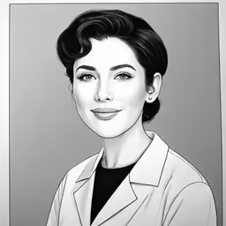 a pencil drawing of a woman wearing a suit