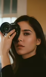 the girl is taking pictures with her camera