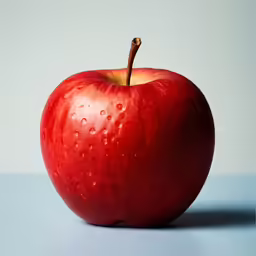 an apple on the surface has water droplets