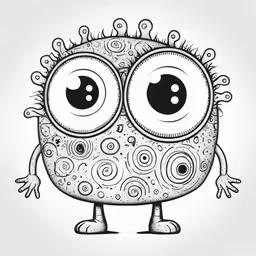 the drawing of a weird looking monster with eyes and body