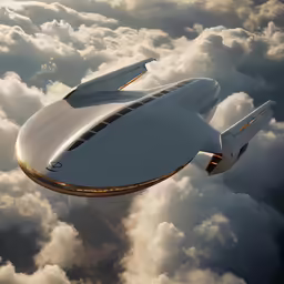 a large white airplane flying through a cloudy sky