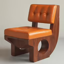 an unusual looking brown leather chair