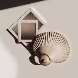 an abstract image of a decorative scallop mounted on the wall