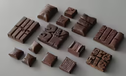 chocolates sitting on top of a table next to each other