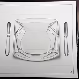 a paper cut out of a dinner plate with a fork and knife