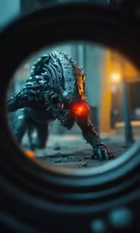 an image of a creature through a camera lens