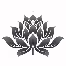 an artistic lotus flower designed to resemble a symbol of power and balance,the silhouette of a flower that is in grey and white
