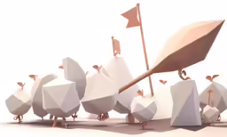 an umbrella and several birds are separated by two sides, as if they are going into the opposite direction