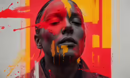 a man is in front of a multicolored background