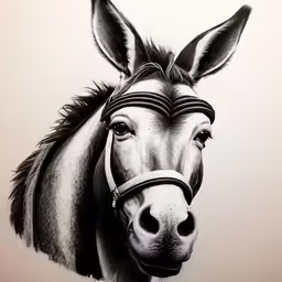 a drawing of a horse with his head in profile