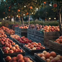 various crates filled with various types of fruit