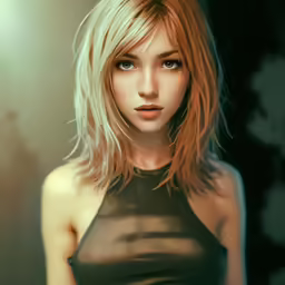a beautiful blonde woman in a black top