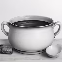 a white bowl sitting on top of a wooden table