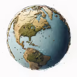 a drawing of the earth in full color