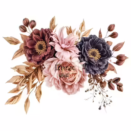 a colorful floral arrangement with some green branches