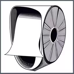 a drawing of some sort of object,some random object from the series,a black and white drawing of a paper mill roll,some black and white items in one picture,a line drawing of two rolls of tape