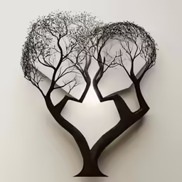 a paper sculpture of trees with leaves blowing up